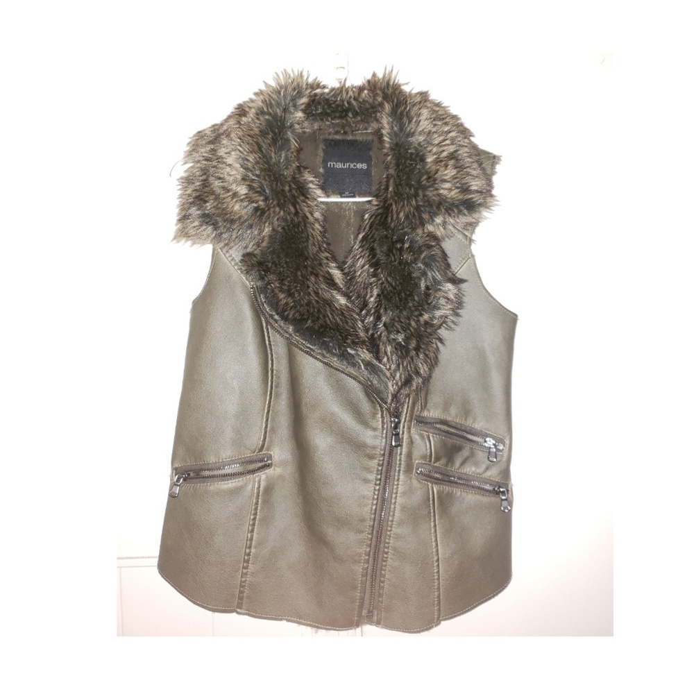 Maurices Leather Faux Fur Vest
